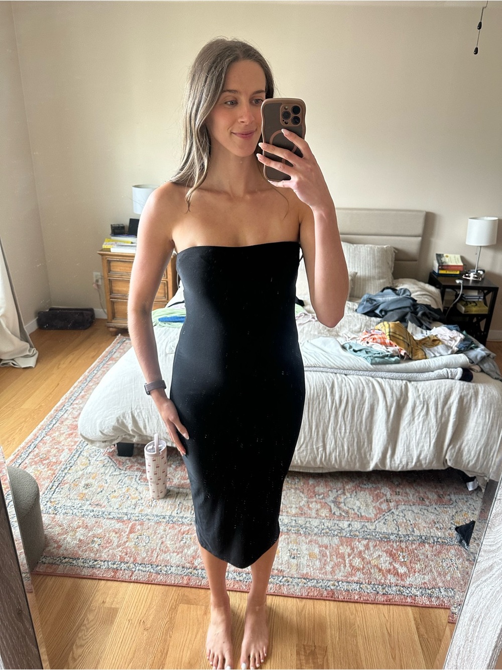 Nordstrom Strapless Black Bodycon Midi Dress